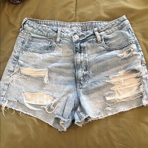 American Eagle Outfitters Light Blue Ripped Jean Shorts